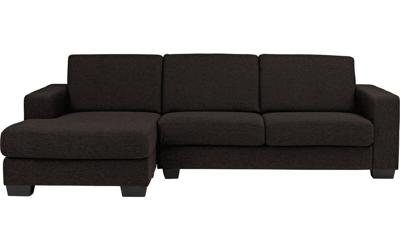 Goossens Hoekbank N-joy Divana Met Chaise Longue donkerbruin, stof, 2,5-zits, stijlvol landelijk met chaise longue links