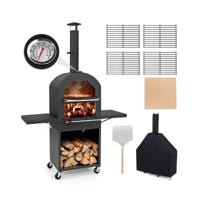 Houtgestookte Pizzaoven voor Buiten met Beschermhoes 305 cm Pizzasteen Pizzaschep & Grillroosters