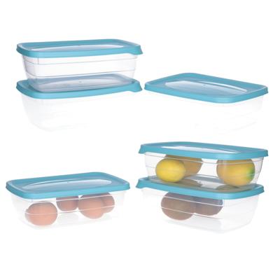 Vershoudbakjes - 6x stuks - aquablauw - 1,2 liter - kunststof - bewaarbakjes - voorraadbakje