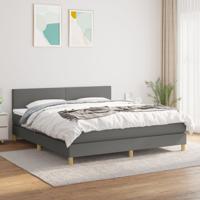 Boxspring met matras stof donkergrijs 180x200 cm