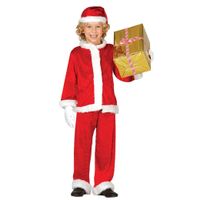 Kerstmannen pluche verkleedkleding pak 3-delig voor jongens/meisjes/kinderen 7-9 jaar (122-134)  -