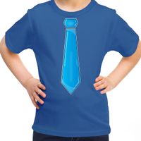 Verkleed t-shirt voor kinderen - stropdas - blauw - meisje - carnaval/themafeest kostuum Verkleed t-shirt voor kinderen - stropdas - blauw - meisje - carnaval/themafeest kostuum