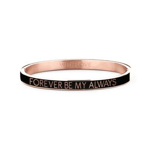 Key Moments 8KM BC0016 Stalen Bangle met Tekst Forever Be My Always One-size Rosékleurig / Zwart