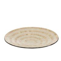 J-Line decoratie Dienblad Rond Schelpen - karton - beige