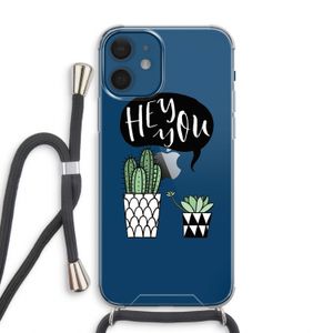 Hey you cactus: iPhone 12 Transparant Hoesje met koord