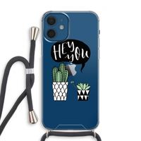 Hey you cactus: iPhone 12 Transparant Hoesje met koord