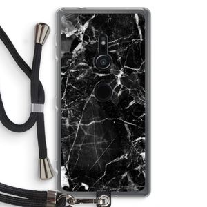 Zwart Marmer 2: Sony Xperia XZ2 Transparant Hoesje met koord