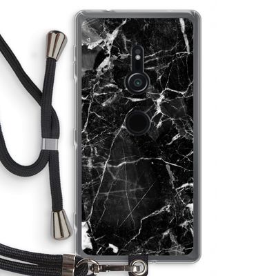 Zwart Marmer 2: Sony Xperia XZ2 Transparant Hoesje met koord