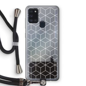 Zwart-witte kubussen: Samsung Galaxy A21s Transparant Hoesje met koord