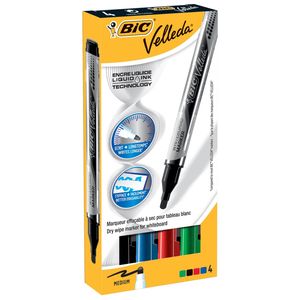 BIC Velleda Liquid Ink Pocket markeerstift 4 stuk(s) Kogelpunt Zwart, Blauw, Groen, Rood