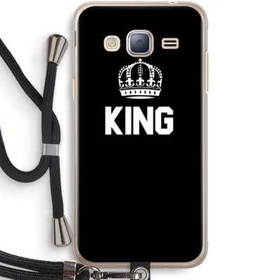 King zwart: Samsung Galaxy J3 (2016) Transparant Hoesje met koord