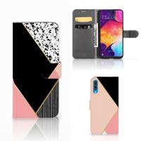 Samsung Galaxy A50 | Book Case | Zwart Roze Vormen