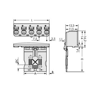 WAGO 2092-3102/002-000 Male behuizing (board) 2092 Totaal aantal polen: 2 Rastermaat: 7.50 mm Inhoud: 100 stuk(s)