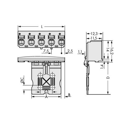 WAGO 2092-3105/002-000 Male behuizing (board) 2092 Totaal aantal polen: 5 Rastermaat: 7.50 mm Inhoud: 100 stuk(s)