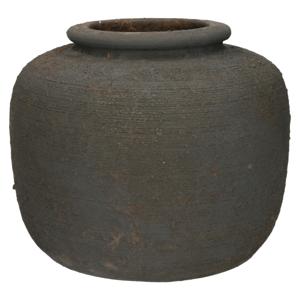 Bloemenvaas kruik/pot model Batu - oud grijs - D22 x H16 cm - rustieke vaas