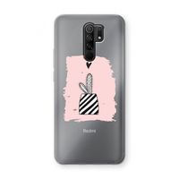 Zwart-wit cactus: Xiaomi Redmi 9 Transparant Hoesje