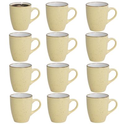 Gerimport Koffie / thee mok Sweets - 12x stuks - geel - 350 ml - keramiek