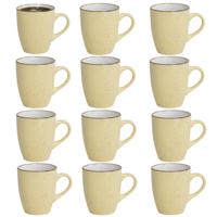 Gerimport Koffie / thee mok Sweets - 12x stuks - geel - 350 ml - keramiek