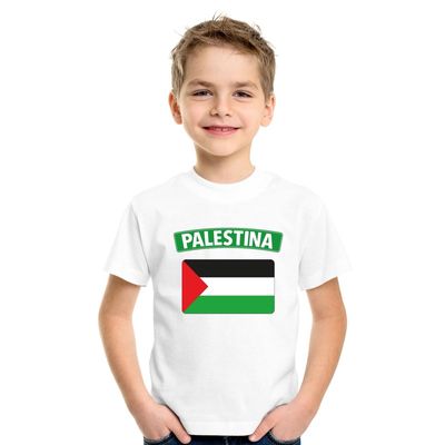 T-shirt met Palestijnse vlag wit kinderen