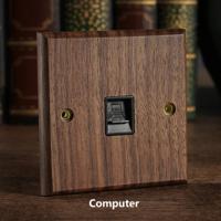 RetroLux Zwart Walnoot 1-4 Gang Wandschakelaar met Messing Toggle