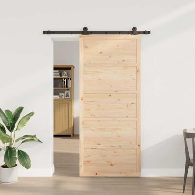 Schuifdeur Bruin 80 x 208 cm Massief grenenhout