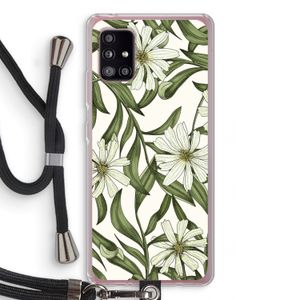 Wit bloemenpatroon: Samsung Galaxy A51 5G Transparant Hoesje met koord