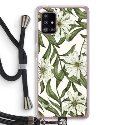 Wit bloemenpatroon: Samsung Galaxy A51 5G Transparant Hoesje met koord
