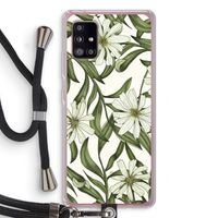Wit bloemenpatroon: Samsung Galaxy A51 5G Transparant Hoesje met koord