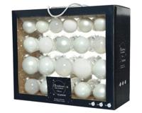 Decoris Kerstballenset glas mix winterwit 42st