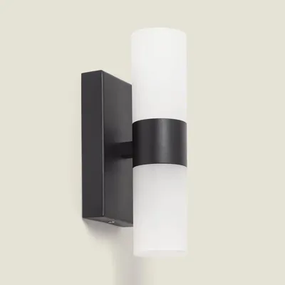 Badkamerlamp zwart metaal up down breed G9 IP44 boven spiegel