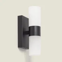 Badkamerlamp zwart metaal up down breed G9 IP44 boven spiegel