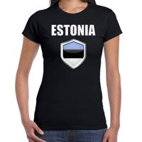 Estland landen supporters t-shirt - zwart - dames - fan kleding - korte mouwen