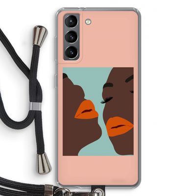 Orange lips: Samsung Galaxy S21 Transparant Hoesje met koord