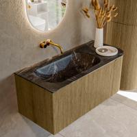 Badmeubel Mondiaz Kurve-Dlux | 105 cm cm | Meubelkleur Dusk | Wastafelkleur Lava | Solid surface | Wasbak links zijde spoelbak | Zonder kraangat(en)