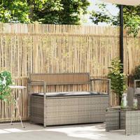 Tuinbank met kussen, lichtgrijs polyrotan