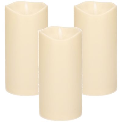 3x Stuks LED Stompkaars ivoor 15 cm met timerfunctie