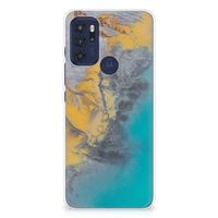 Motorola Moto G60s TPU Siliconen Hoesje Marble Blue Gold