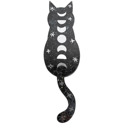 Magic Kat met Maan Fasen Mozaïek Wand Decoratie 60x17x1 cm