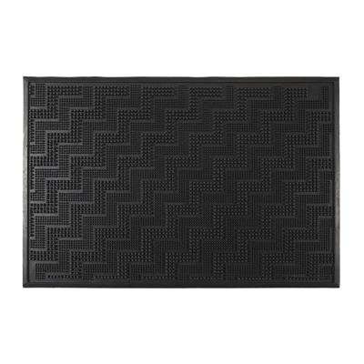 Home deco factory Deurmat - anti slip - rubber - zwart - 40 x 60 cm - schoonloopmat - met reli?f