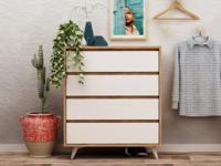 Commode TUVERA 4 lades eik/wit
