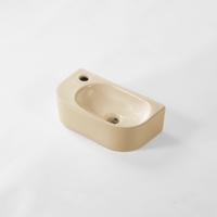 QeramiQ Pure Fontein - 40x22x12cm - Links - Glad - halfrond - 1 kraangat - Keramiek - Beige mat DX-8718RB