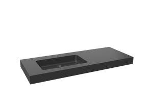 Storke Scuro High asymmetrisch linkse wastafel mat kwarts 130 x 52 cm