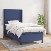Boxspring met matras stof blauw 90x200 cm