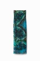 Kokerjurk met koud bloemenpatroon. - GREEN - S