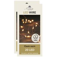 Draadverlichting lichtsnoeren - 2x - 20 led lampjes - koper draad - warm wit licht - 100 cm