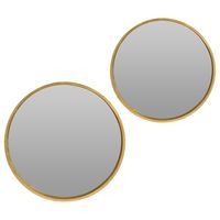 Spiegels set rond - 2x - goud - 30 cm + 40 cm - hout - thumbnail