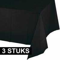 Party/verjaardag Tafelkleed - 3x - zwart - 274 x 137 cm - tafellaken van papier