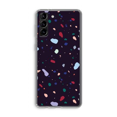 Dark Rounded Terrazzo: Samsung Galaxy S21 Plus Transparant Hoesje