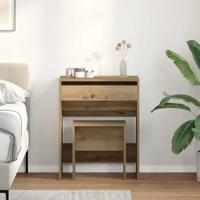 Kaptafel artisanaal eikenkleurig 60 x 40 x 75 cm Bewerkt hout