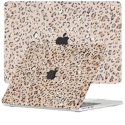 Lunso MacBook Air 13 inch (2022-2025) cover hoes - case - Leopard Rose Gold